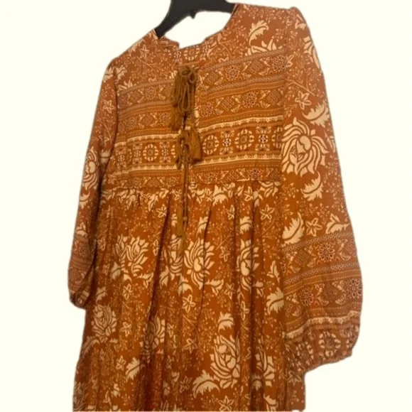 R. Vivimos bohemian midi dress, floral print, ties with tassels, NWT - Picture 2 of 4